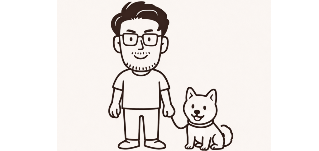 プロフィールの似顔絵です。
このブログに登場するイヌヲパパとイヌヲです。