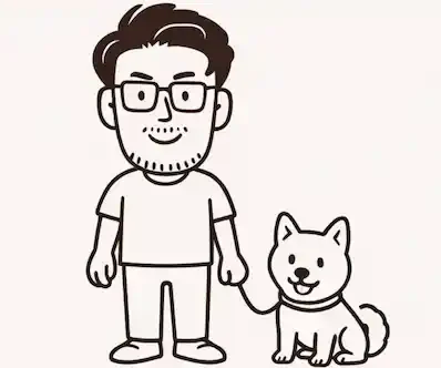 プロフィールの似顔絵です。 このブログに登場するイヌヲパパとイヌヲです。